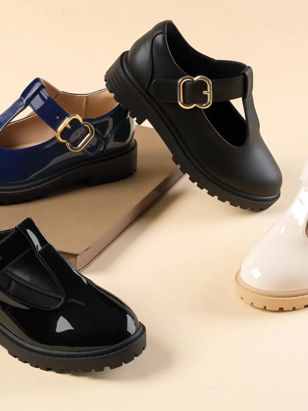 Mary Jane Shoes Girls School Uniform Flats T-Strap